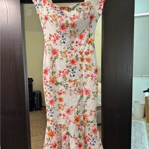 Guess Floral Lace Midi Dress - Multicolor on White
